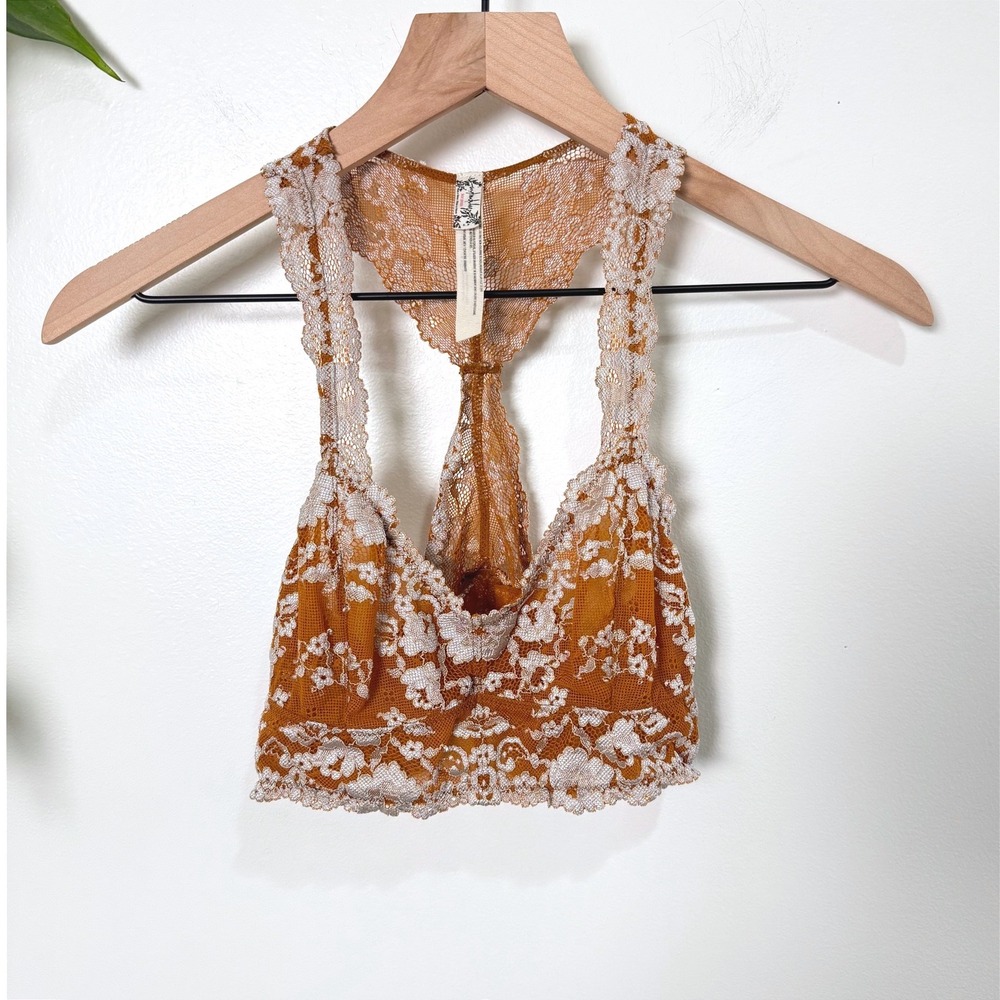 Intimately Free People Lace Halter Bralette Rust Orange Small Boho Romantic - Picture 1 of 7